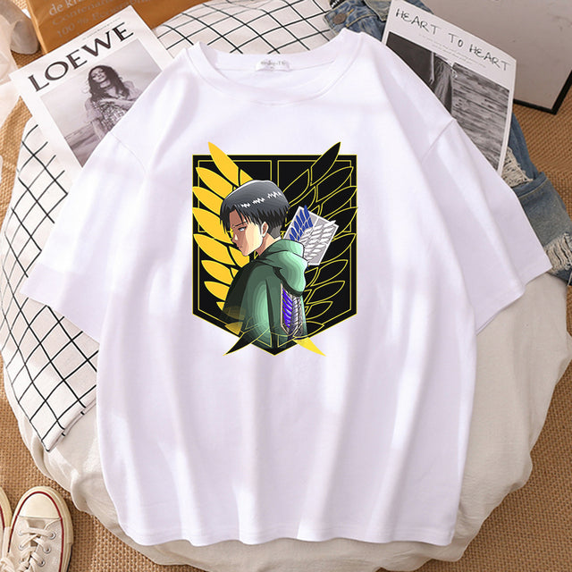 Camiseta del Batallón Livaï Attack on Titan flocado para adultos, hombres y mujeres, Manga corta