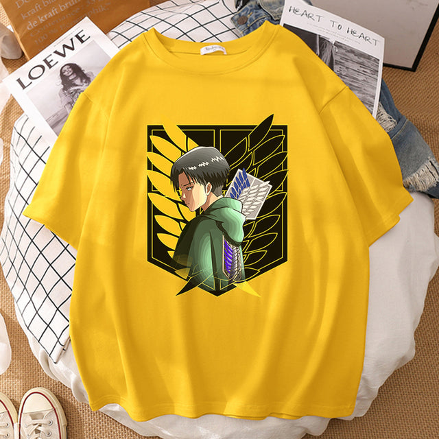 Camiseta del Batallón Livaï Attack on Titan flocado para adultos, hombres y mujeres, Manga corta