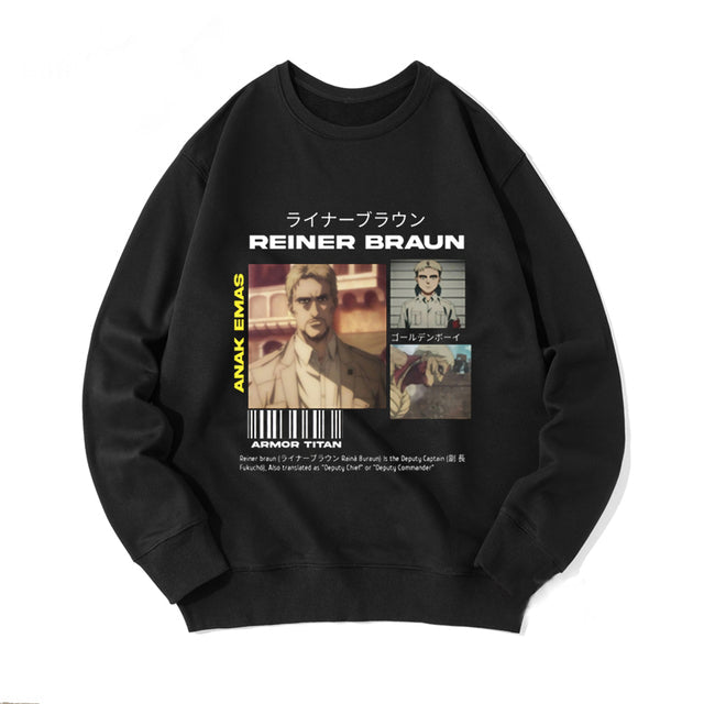 Sweat Reiner Braun Attaque Des Titans Adulte Homme Femme Longues Manches Manga