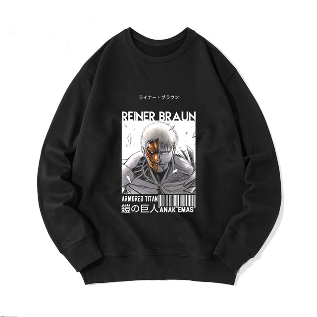 Felpa Reiner Titan Battleship Attack On Titan Adulto Uomo Donna Maniche Lunghe Manga