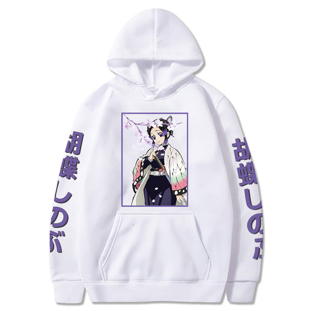 Pull Shinobu Demon Slayer Adulte Homme Femme Manches Longues blanc