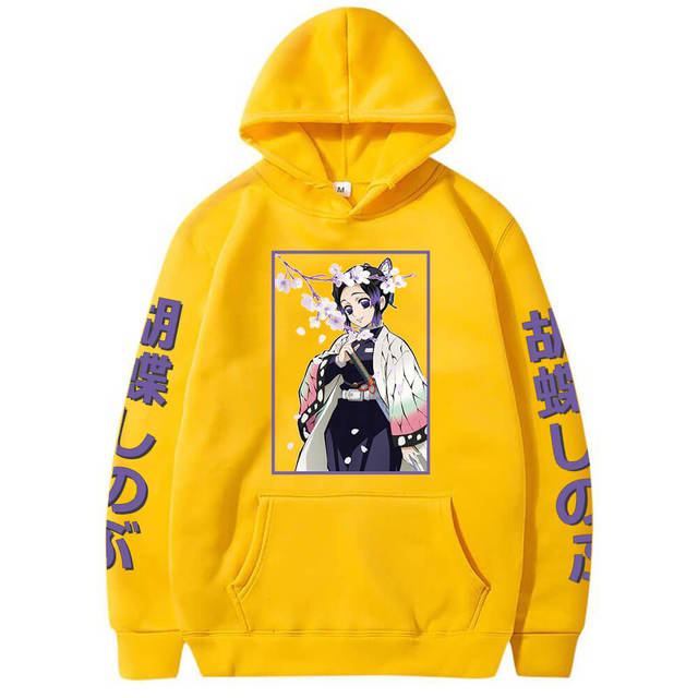 Pull Shinobu Demon Slayer Adulte Homme Femme Manches Longues jaune