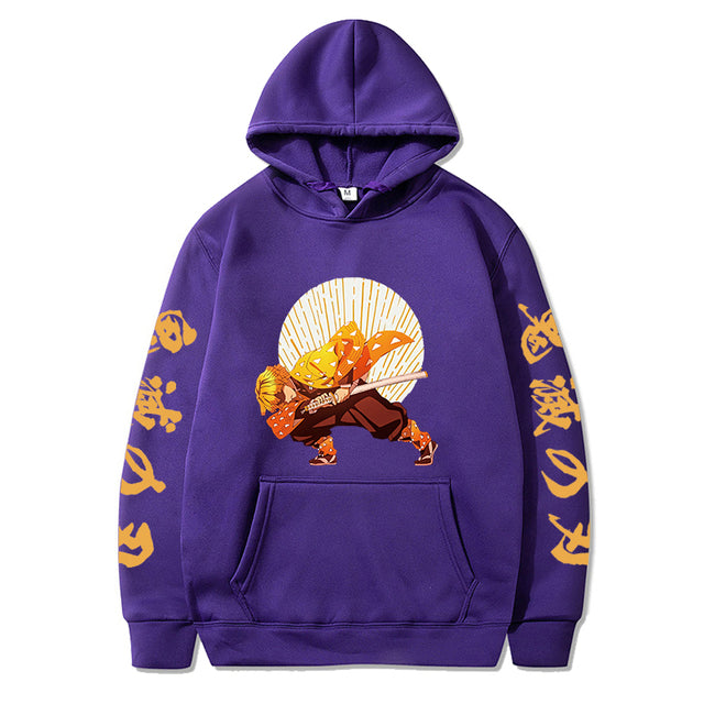 Sweat à Capuche Demon Slayer Zenitsu Premier Mouvement Adulte Homme Femme Manches Longues