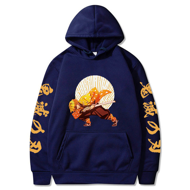 Sweat à Capuche Demon Slayer Zenitsu Premier Mouvement bleu marine
