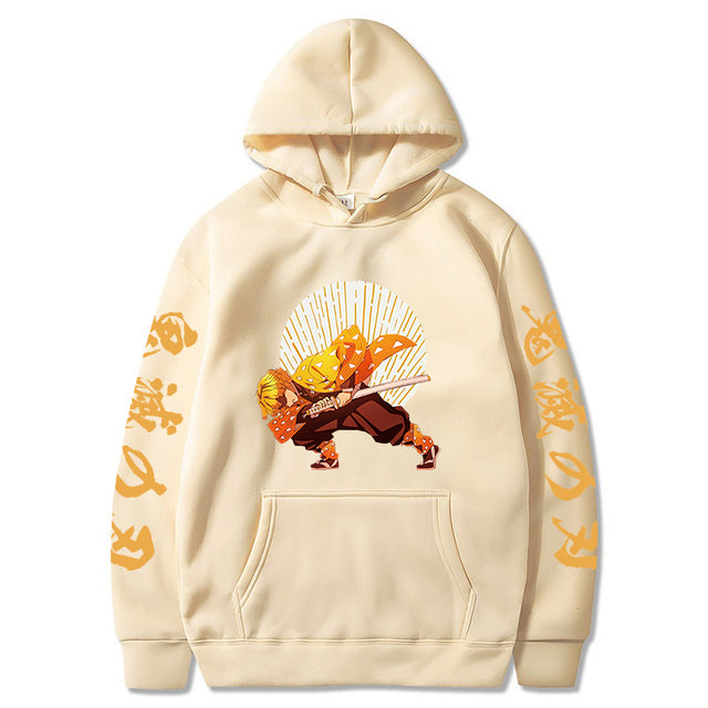 Sweat à Capuche Demon Slayer Zenitsu Premier Mouvement beige