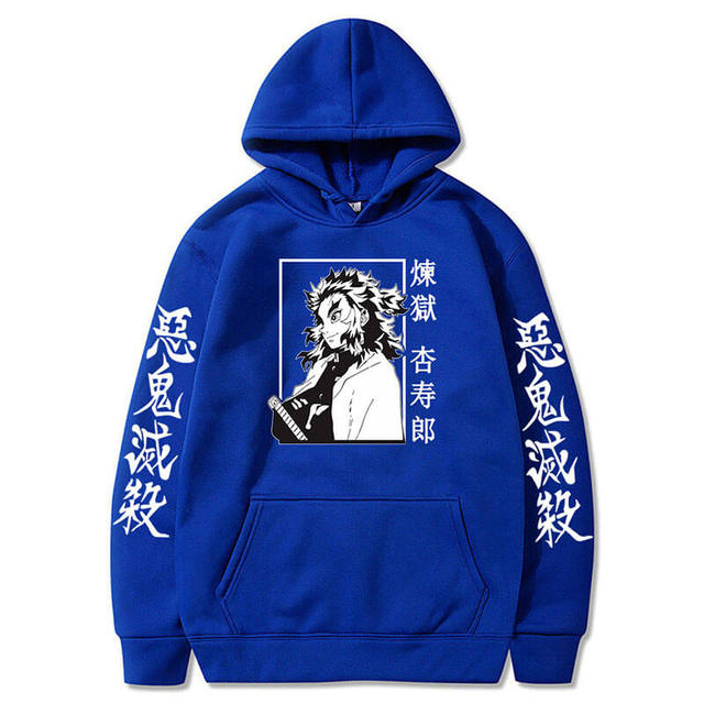 Sweat à Capuche Kyojuro Demon Slayer bleu