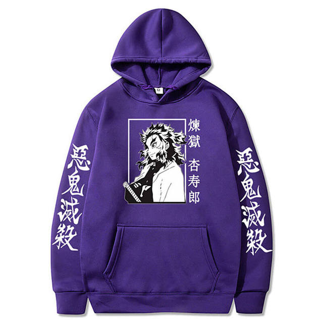Sweat à Capuche Kyojuro Demon Slayer violet