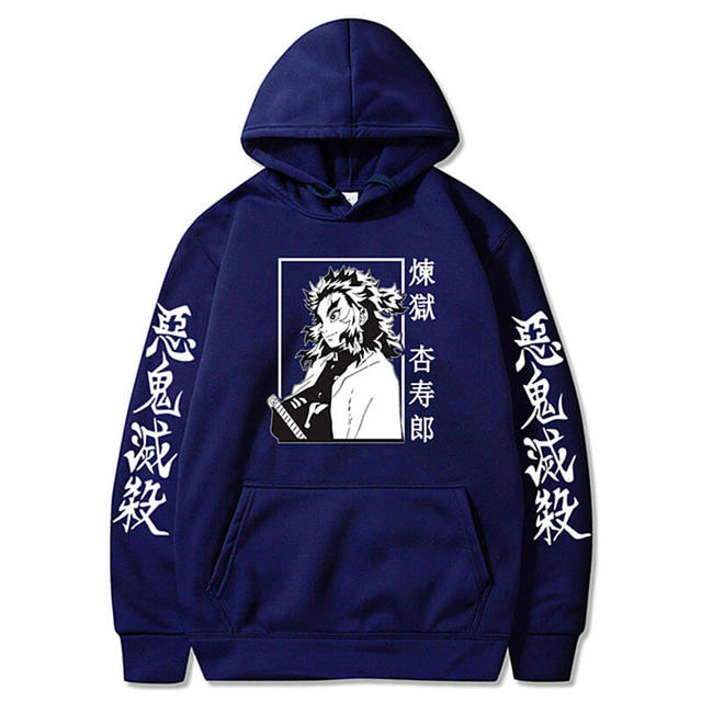 Sweat à Capuche Kyojuro Demon Slayer bleu