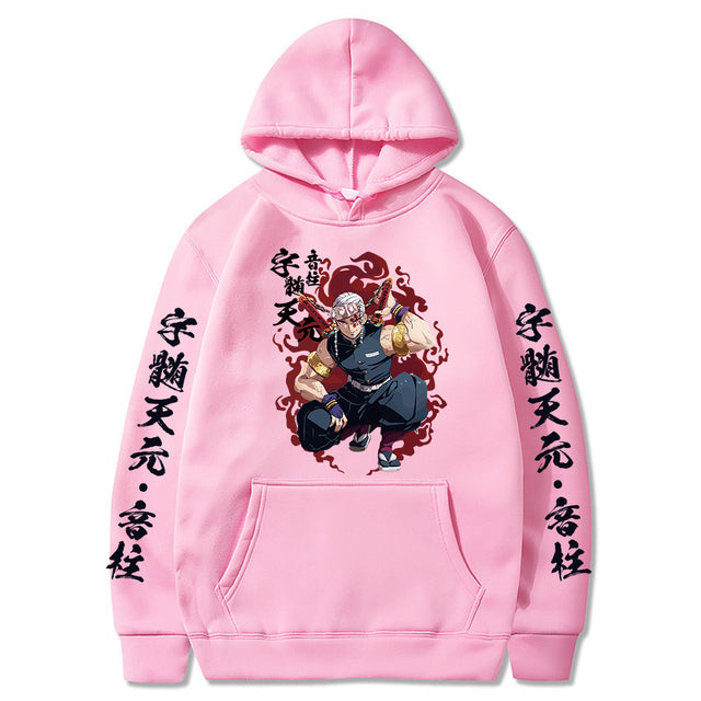 Sweat à Capuche Demon Slayer Tengen Adulte Homme Femme Manches Longues rose