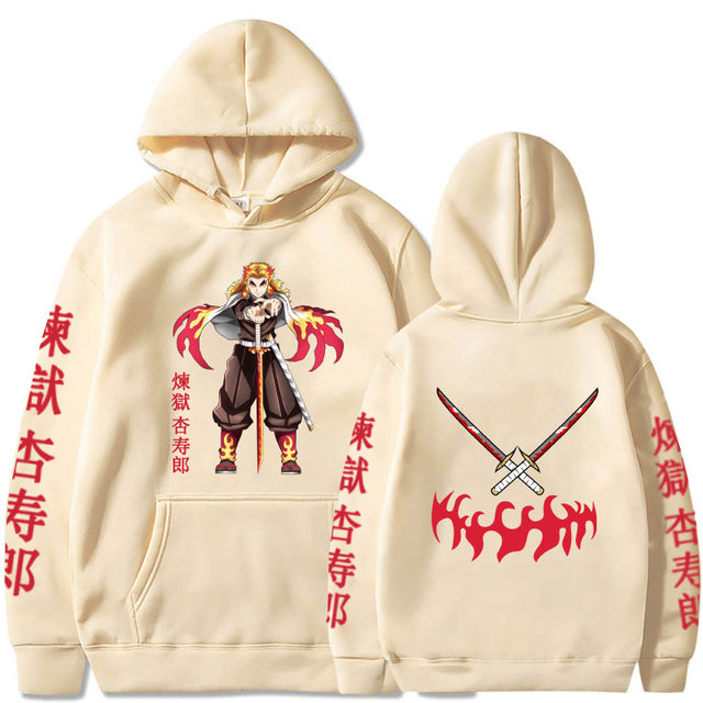 Sweat à Capuche Demon Slayer Kyojuro Rengoku Adulte Homme Femme Manches Longues