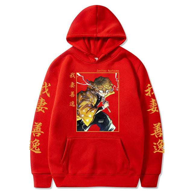 Sweat à Capuche Demon Slayer Zenitsu Adulte Homme Femme Manches Longues