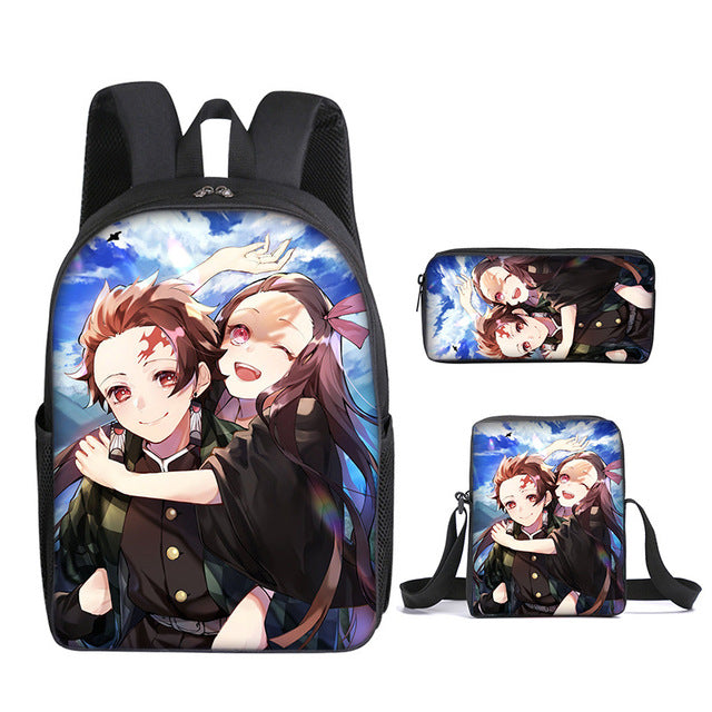 Cartable Tanjiro x Nezuko Demon Slayer Ensemble 3 Pièces