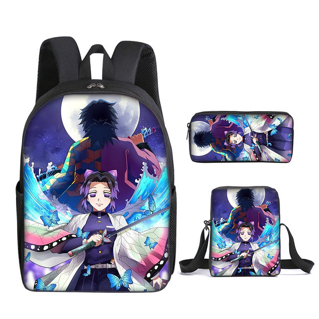 Cartable Shinobu &amp; Giyu Demon Slayer Ensemble 3 Pièces