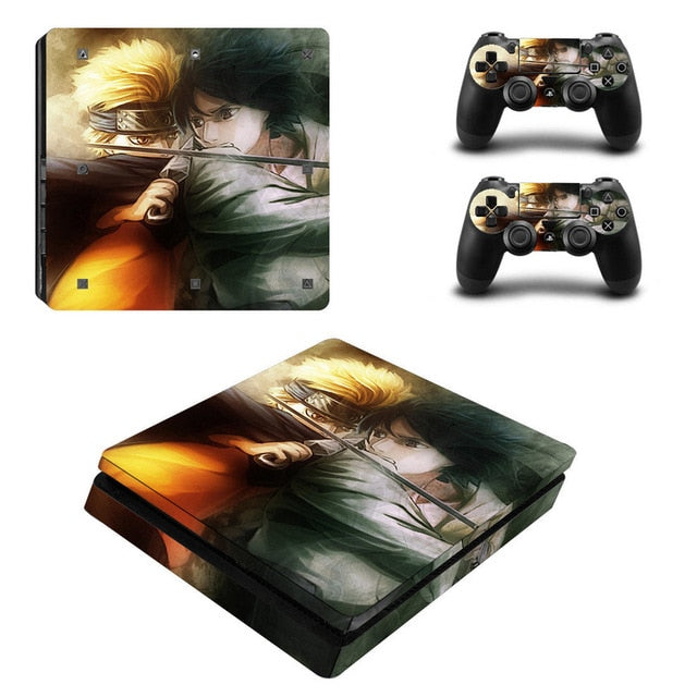 Sticker PS4 Slim "Naruto et Sasuke" Naruto Autocollant Playstation Console &amp; Manette