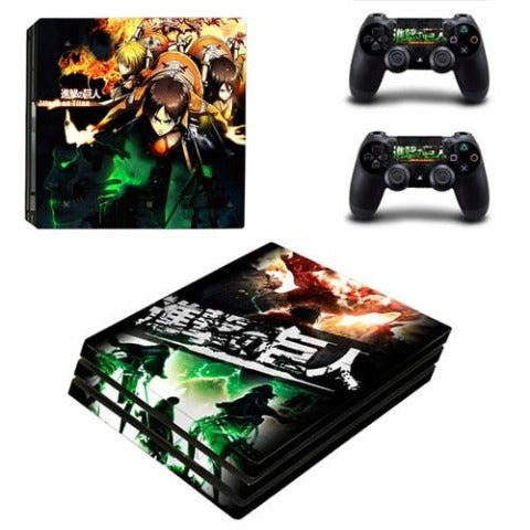 Sticker PS4 Pro "Armin Mikasa Eren" Attaque des Titans Autocollant Playstation Console &amp; Manette
