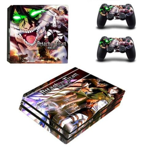 Sticker PS4 Pro "Livaï Eren Mikasa" Attaque des Titans Autocollant Playstation Console & Manette