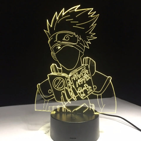 Lampada al neon Kakashi a LED per la decorazione del comodino o dell'ufficio Manga Naruto