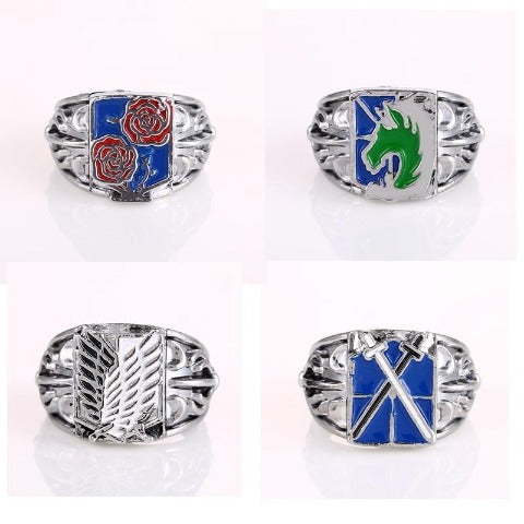 Bague Attaque des Titans 4 Pièces