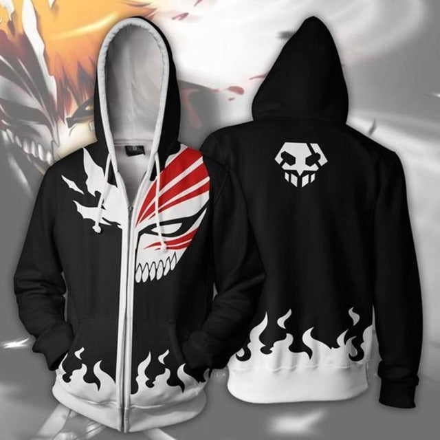 Gilet Manga Bleach Ichigo Kurosaki A Capuche Adulte Homme Femme Longues Manches