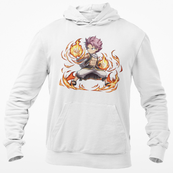 Sweat Natsu Flamme Manga Fairy Tail  blanc